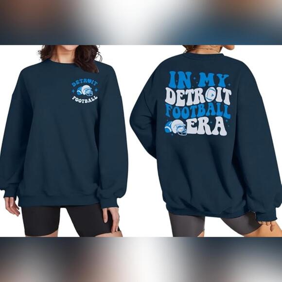 ASTANFY Tops - NWT ASTANFY Detroit Football Crew Neck Long Sleeve Sweatshirt, Small (4-6)